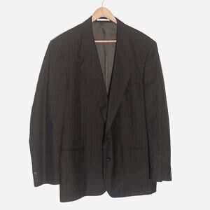 Vintage Yves Saint Laurent black blazer gray pinstripe sports coat suit size 46R